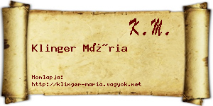 Klinger Mária névjegykártya